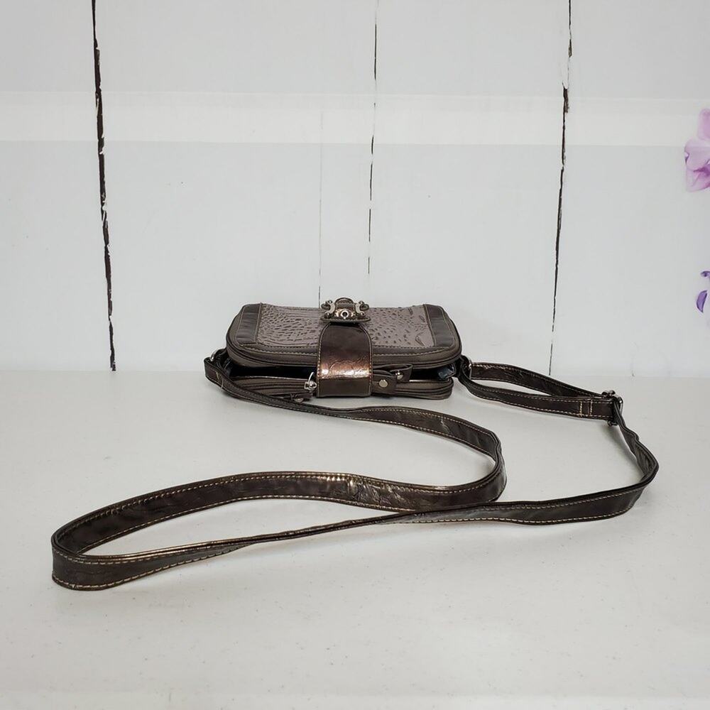Marc Chantal Faux Snakeskin Embossed Patent Leather Organizer Crossbody Bag - Picture 3 of 14